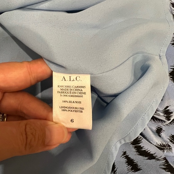 A.L.C. Marcella Silk Zip Front Blue Leopard Print Dress - Picture 7 of 10